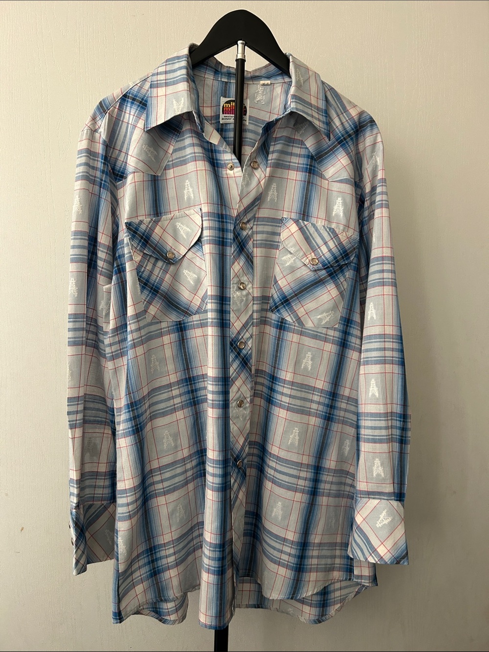Men’s Vintage Miller Oil Derrick Jacquard Pearl Snap Western Plaid Shirt